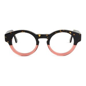 SEE Eyewear German frames #1245 melon/tort two-tone, round shape, pop of color